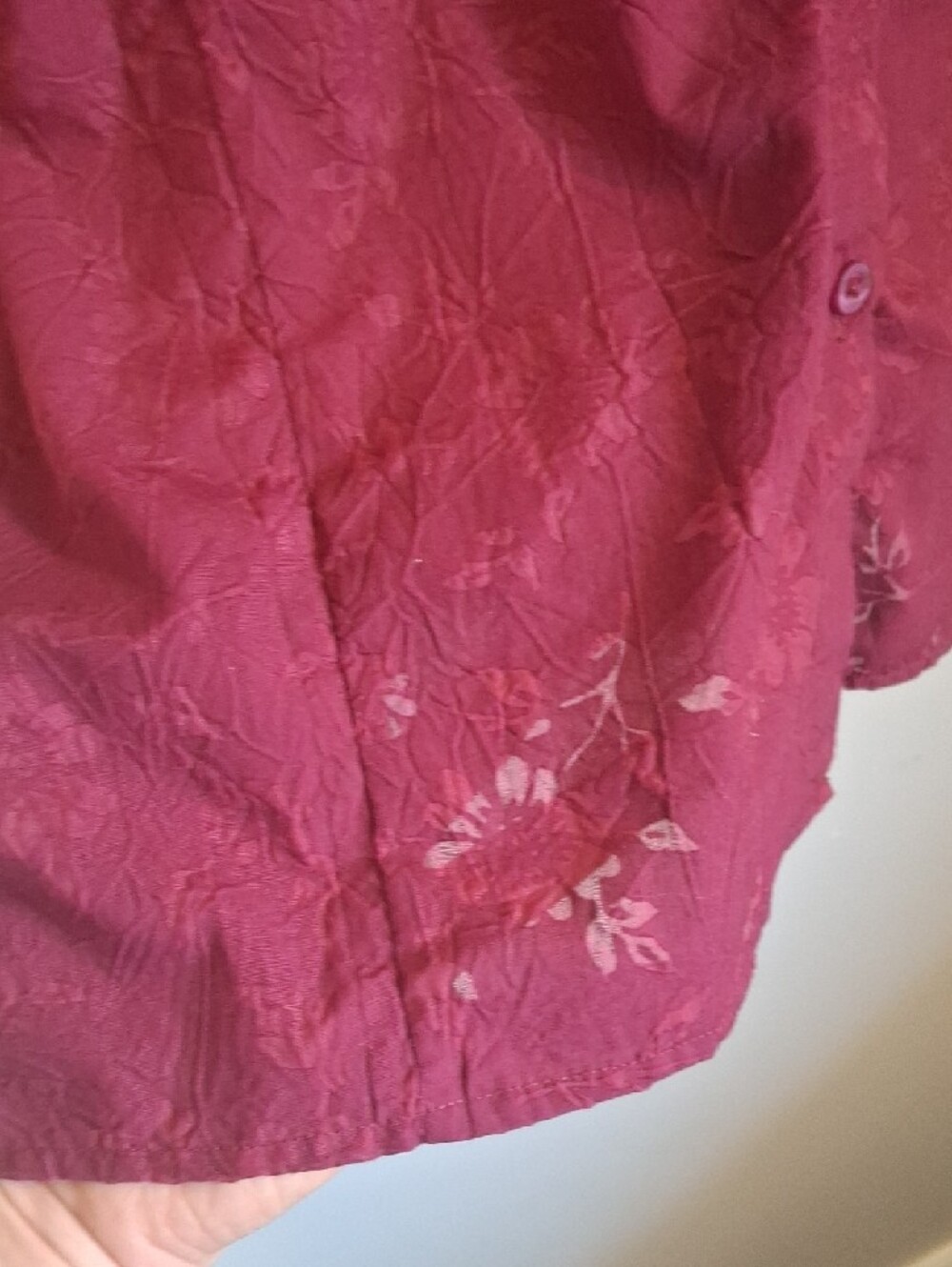 Carroll Reed Vintage Wine Burgundy Floral Jacquard Button Down Shirt Plus 3X - Picture 3 of 7